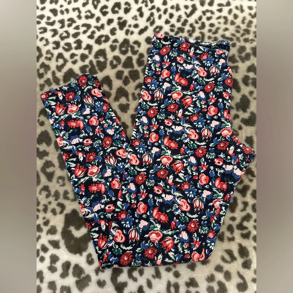 Old Navy Floral Long Leggings in Blue Floral Size Large 10 12